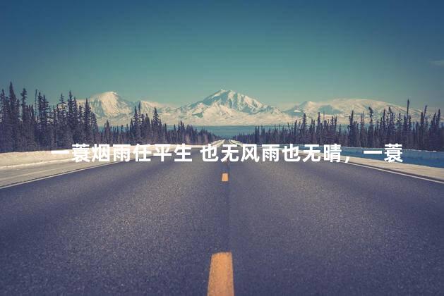 一蓑烟雨任平生 也无风雨也无晴，一蓑烟雨任平生的寓意好不好